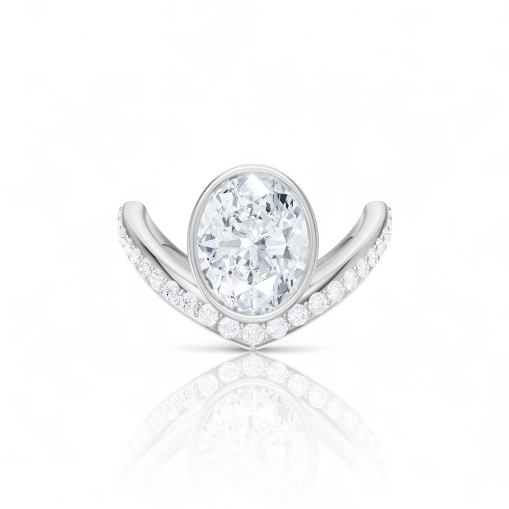 Oval Cut Bezel-Set Solitaire Engagement Ring