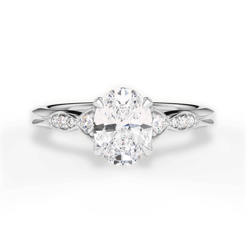 Oval Cut Vintage Diamond Accent Engagement Ring