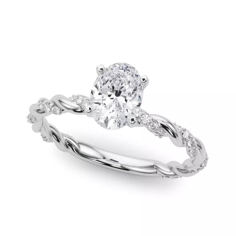 lab Diamond Oval Twist Engagement Ring