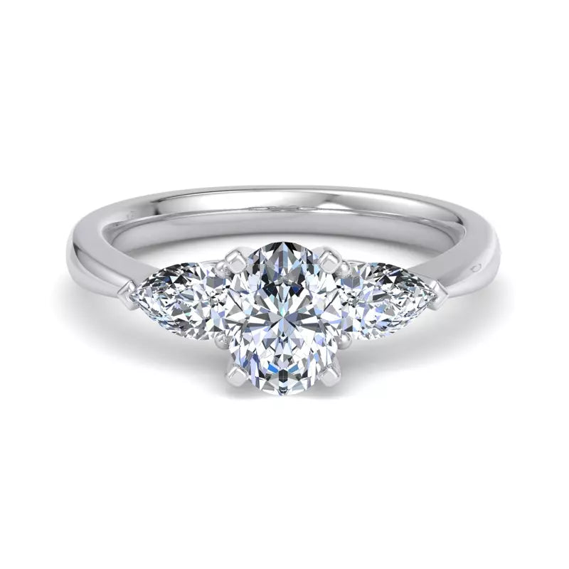 Three-Stone Lab Oval Engagement Ring