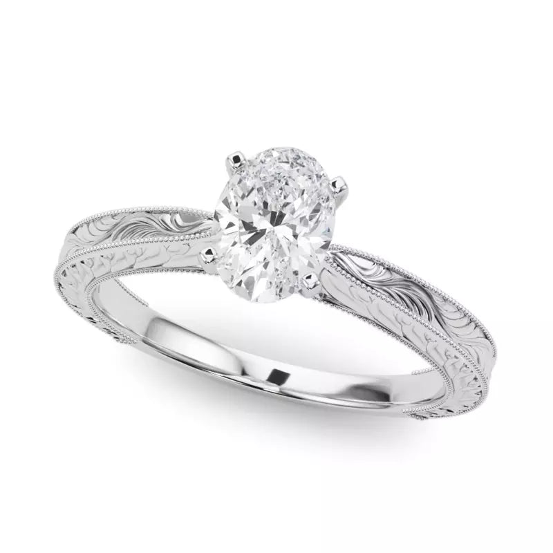 Vintage-Inspired Solitaire Engagement Oval Ring