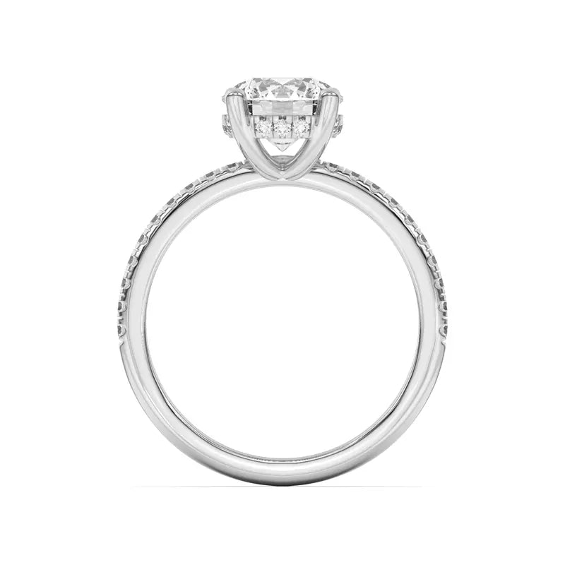 Classic Hidden Halo Pavé Oval Engagement Ring