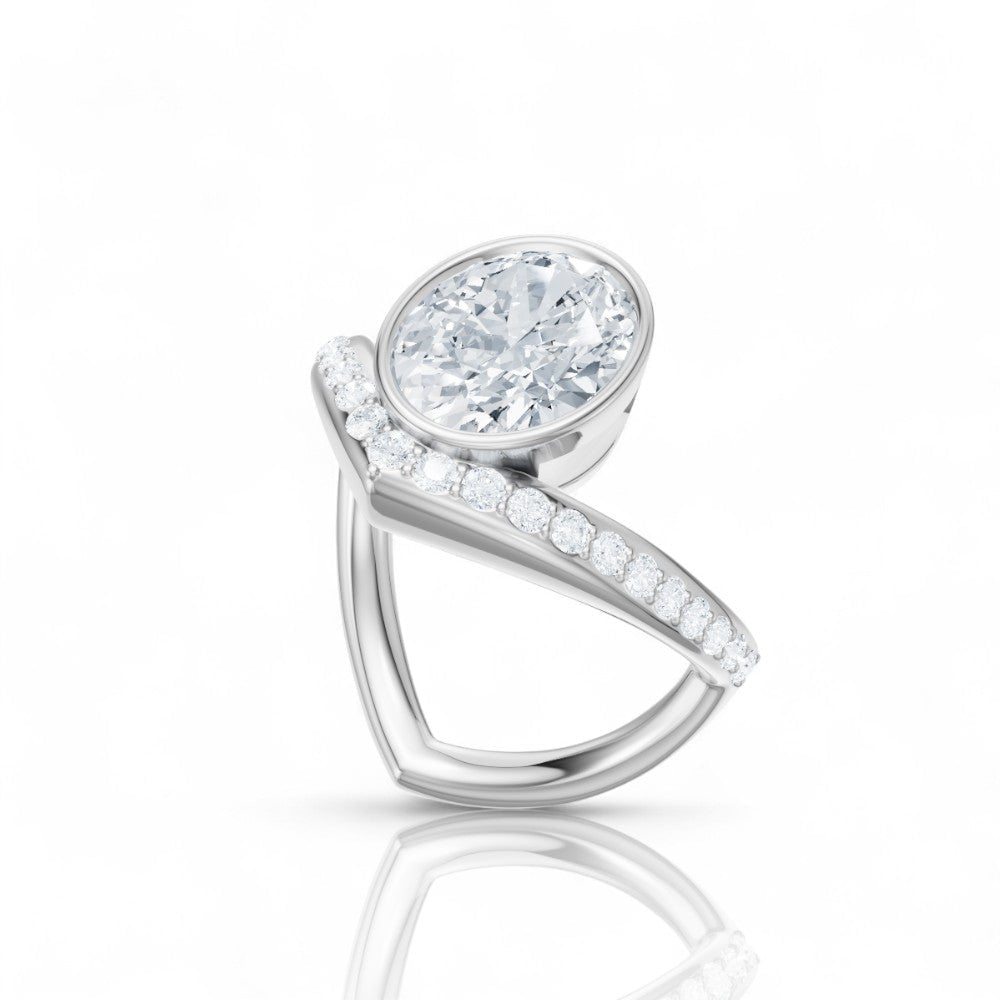 Oval Cut Bezel-Set Solitaire Engagement Ring