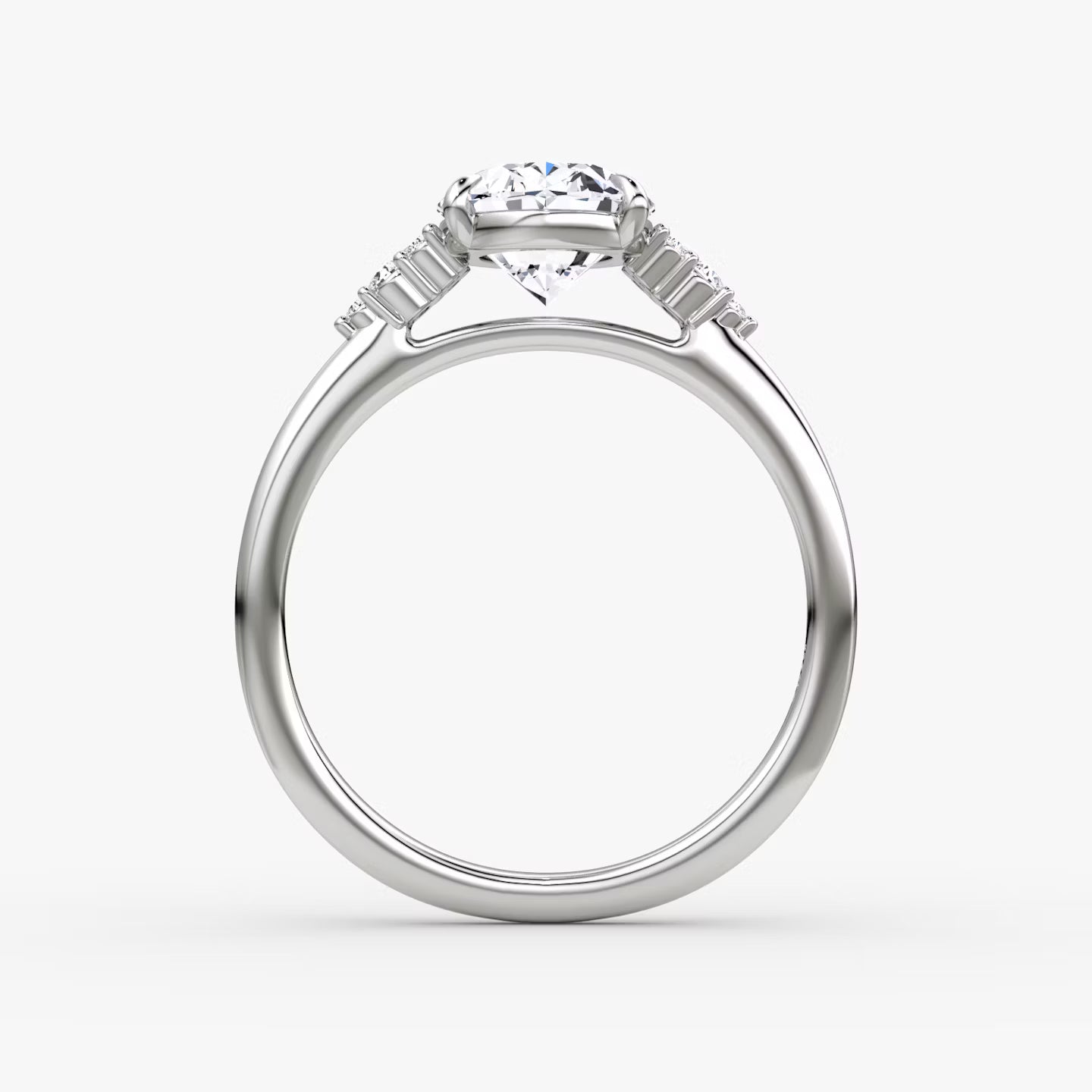The Side Cluster Cathedral Oval Engagement Ring