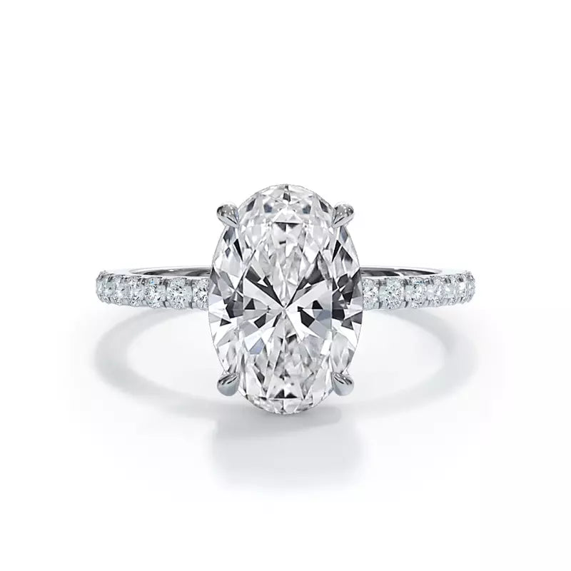 Pavé Hidden Halo Oval Engagement Ring