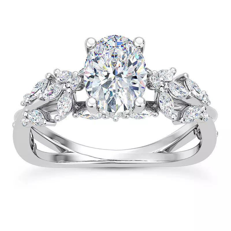 Butterfly And Bee Vine Twist Oval Engagement Ring