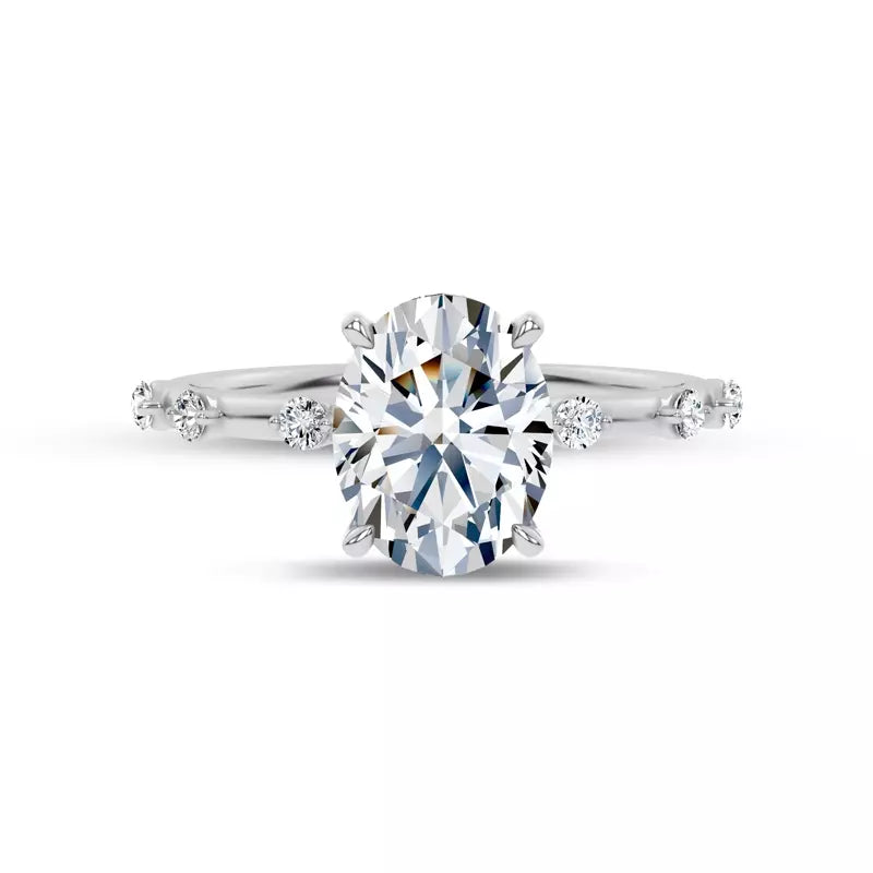 Starlight Spaced Diamond Engagement Oval Ring
