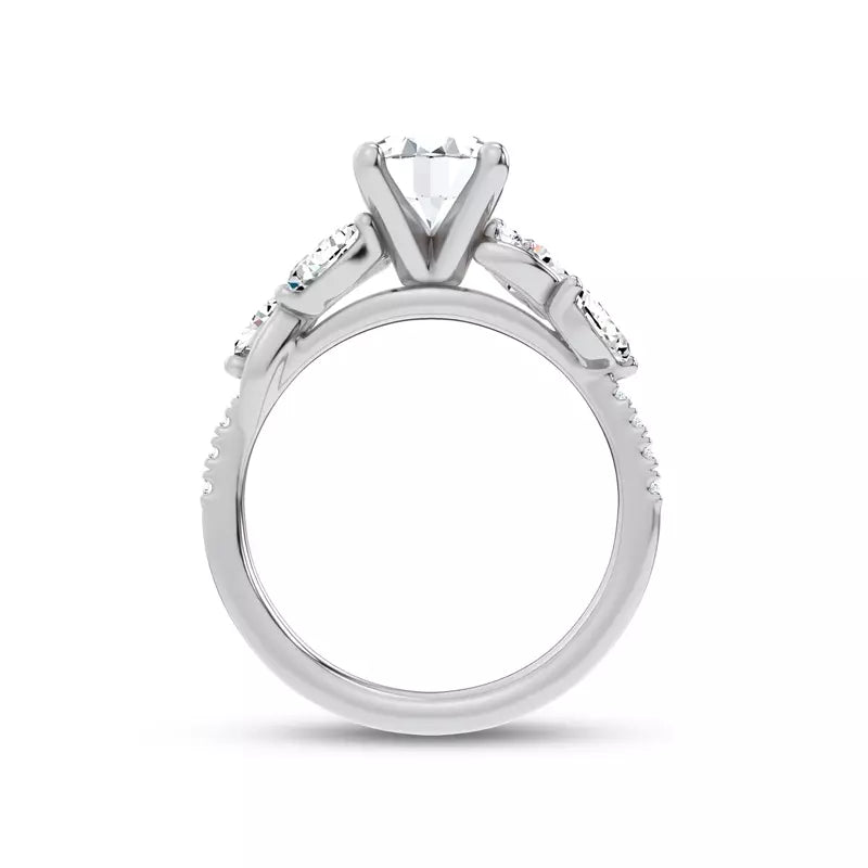 Curved Vine Diamond Oval Engagement Ring