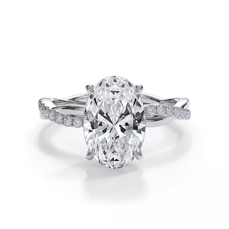 Pavé Twist Oval Engagement Ring