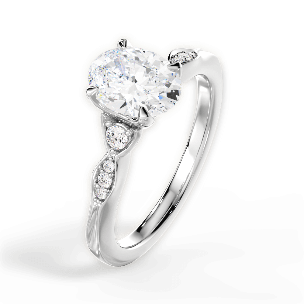 Oval Cut Vintage Diamond Accent Engagement Ring