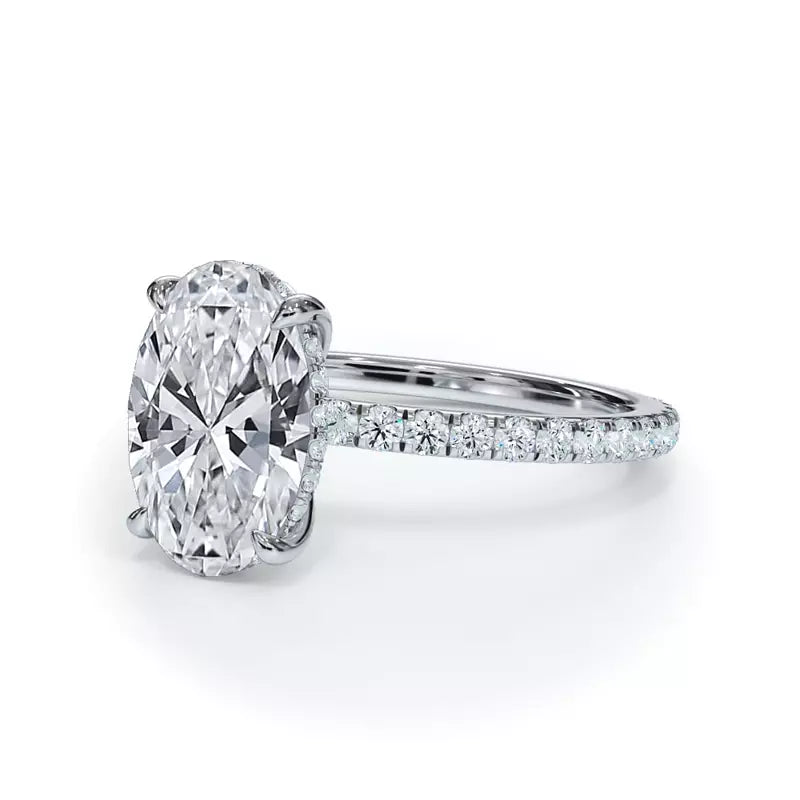 Pavé Hidden Halo Oval Engagement Ring