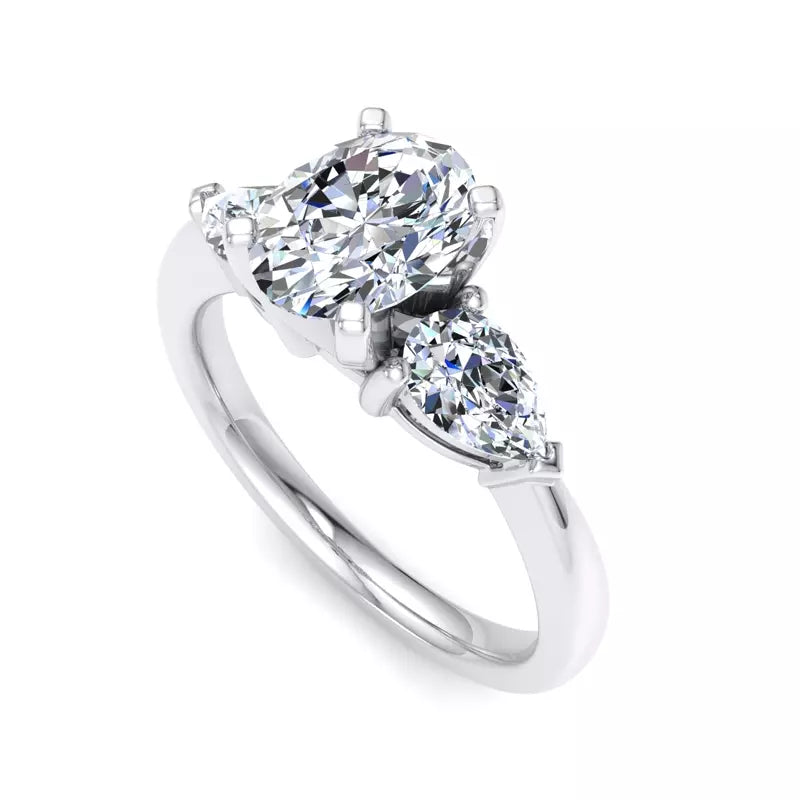 Three-Stone Lab Oval Engagement Ring