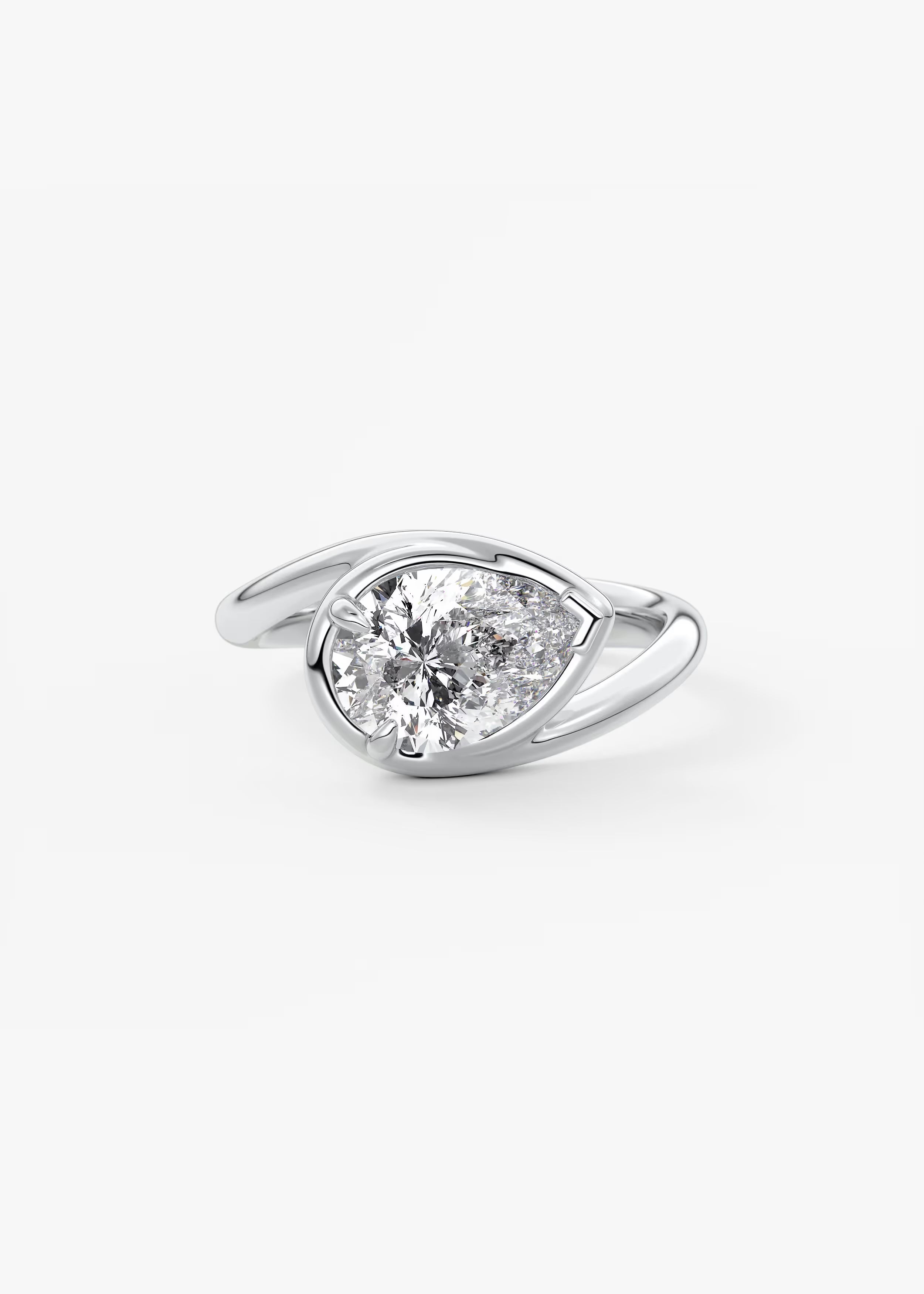Sculptural Pear Bypass Engagement Ring