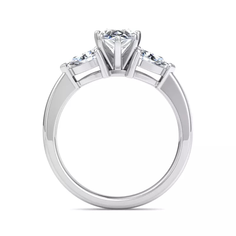 Three-Stone Lab Pear Engagement Ring