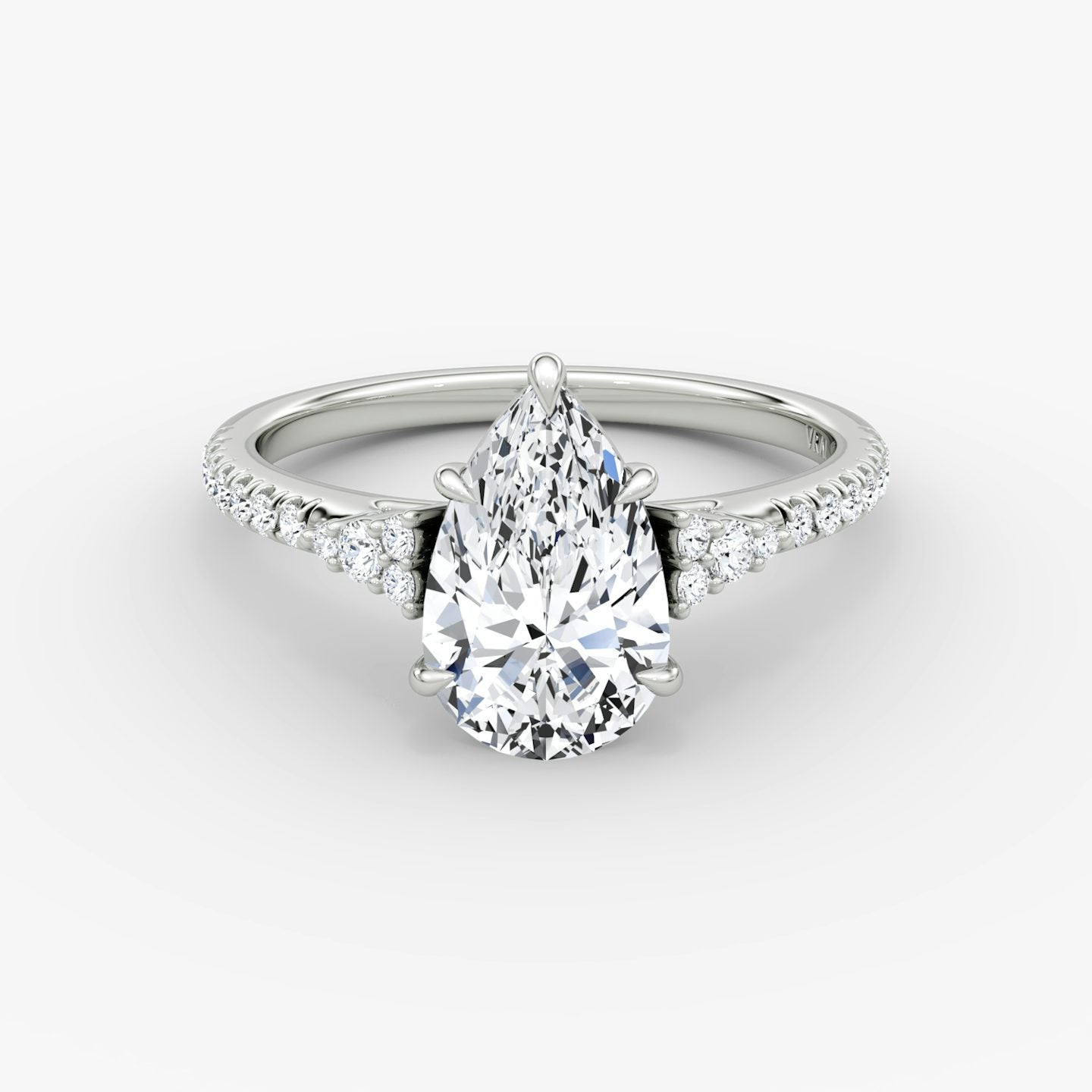 The Side Cluster Cathedral Pear Engagement Ring