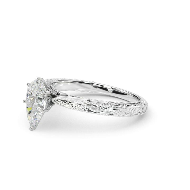Vintage-Inspired Solitaire Engagement Pear Ring