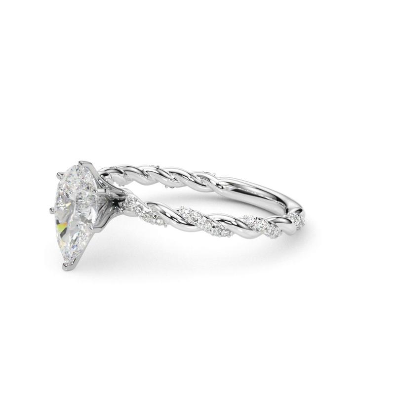 lab Diamond Pear Twist Engagement Ring