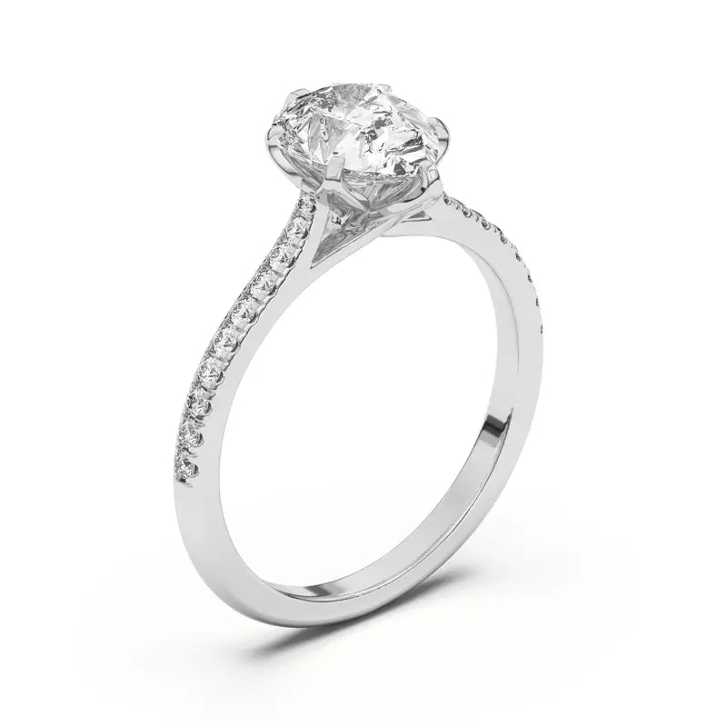 Tulip Inspired 6 Prong Pear Engagement Ring