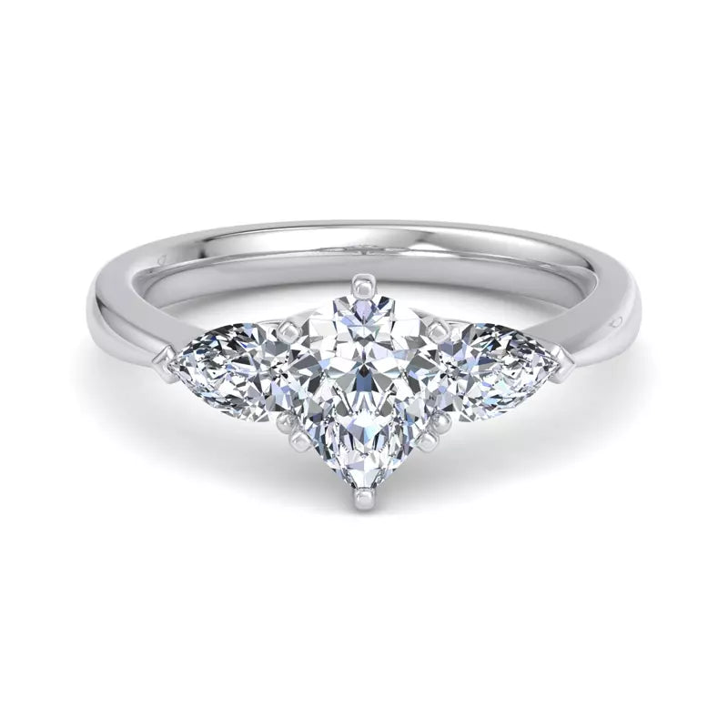 Three-Stone Lab Pear Engagement Ring