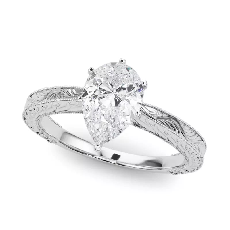 Vintage-Inspired Solitaire Engagement Pear Ring