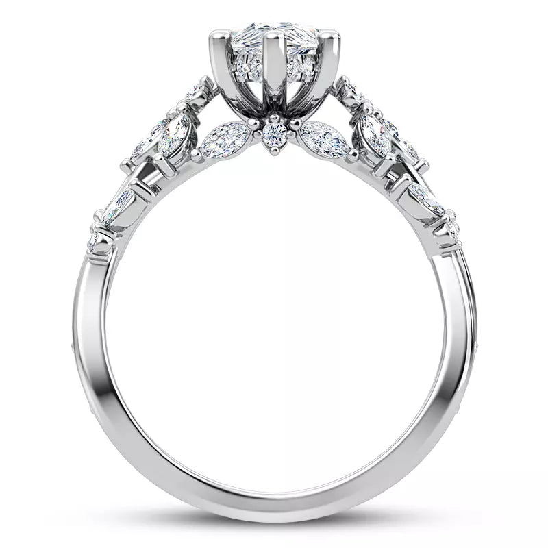 Butterfly And Bee Vine Twist Pear Engagement Ring