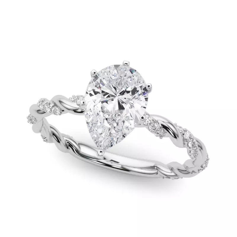 lab Diamond Pear Twist Engagement Ring
