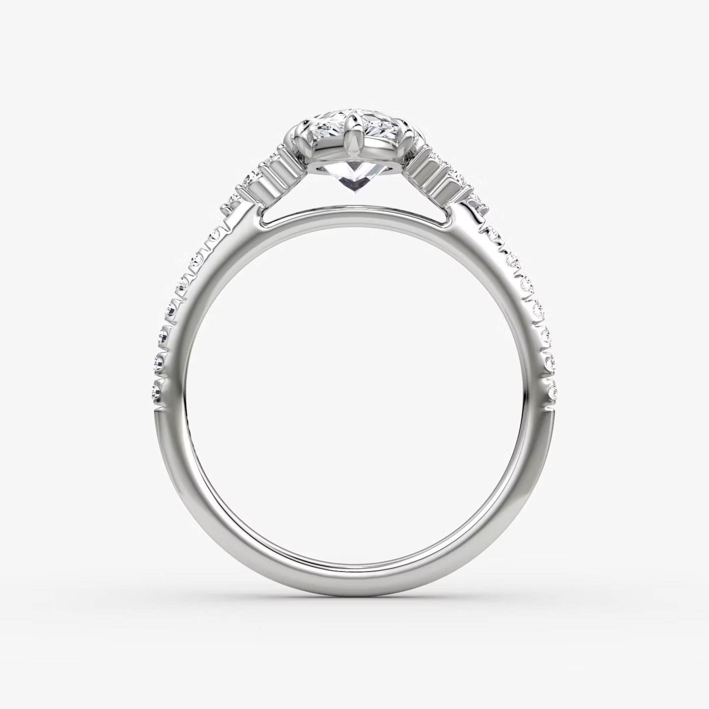 The Side Cluster Cathedral Pear Engagement Ring