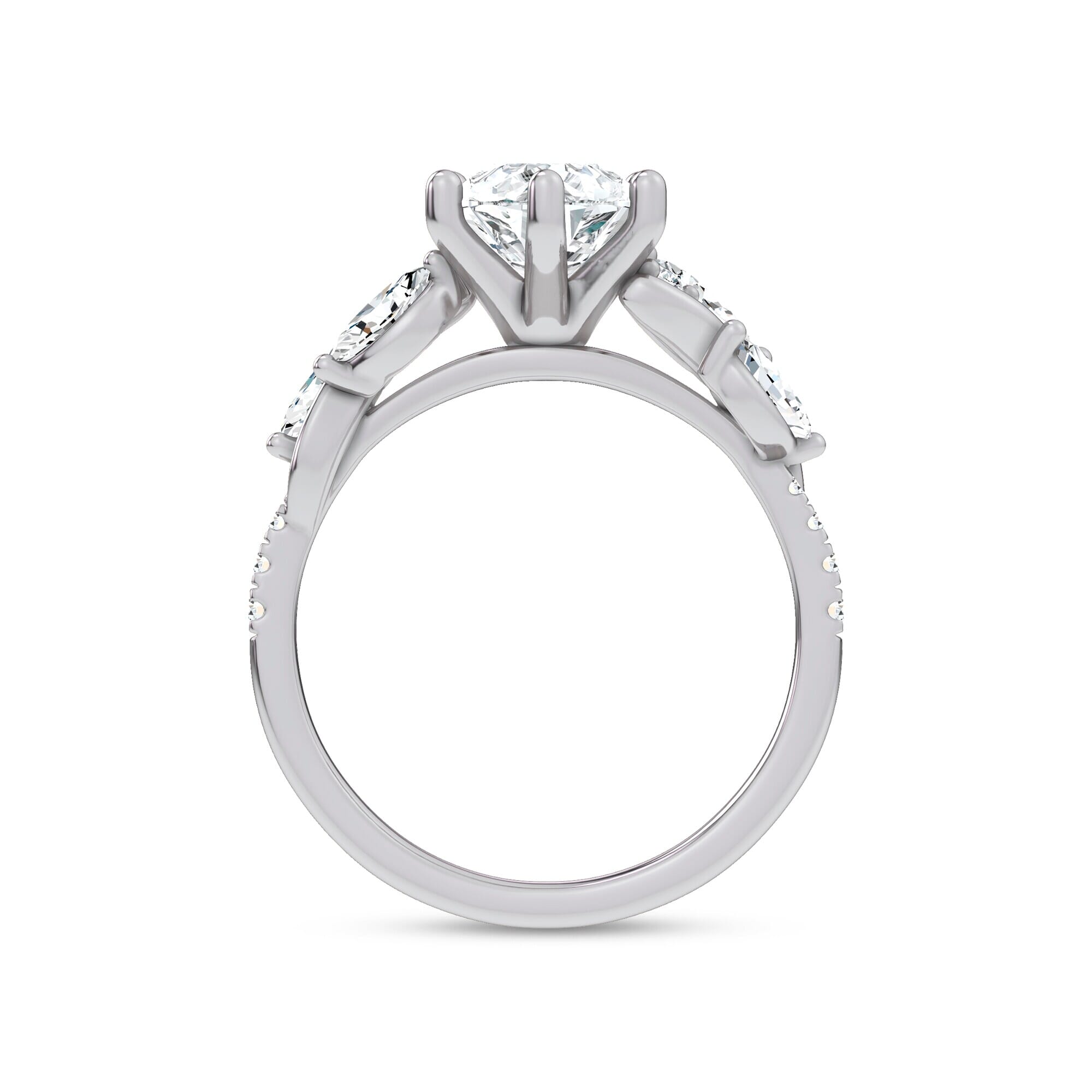Curved Vine Diamond Pear Engagement Ring