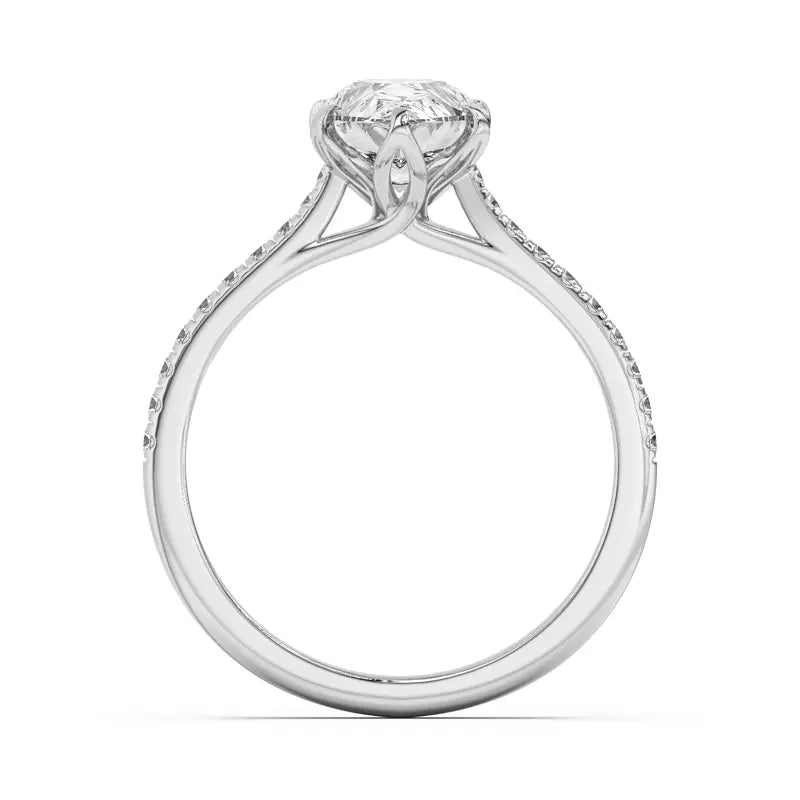 Tulip Inspired 6 Prong Pear Engagement Ring