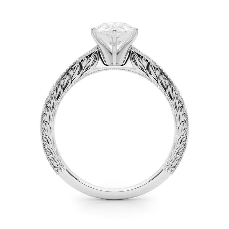 Vintage-Inspired Solitaire Engagement Pear Ring