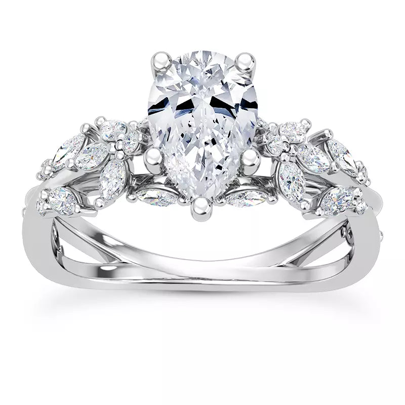 Butterfly And Bee Vine Twist Pear Engagement Ring