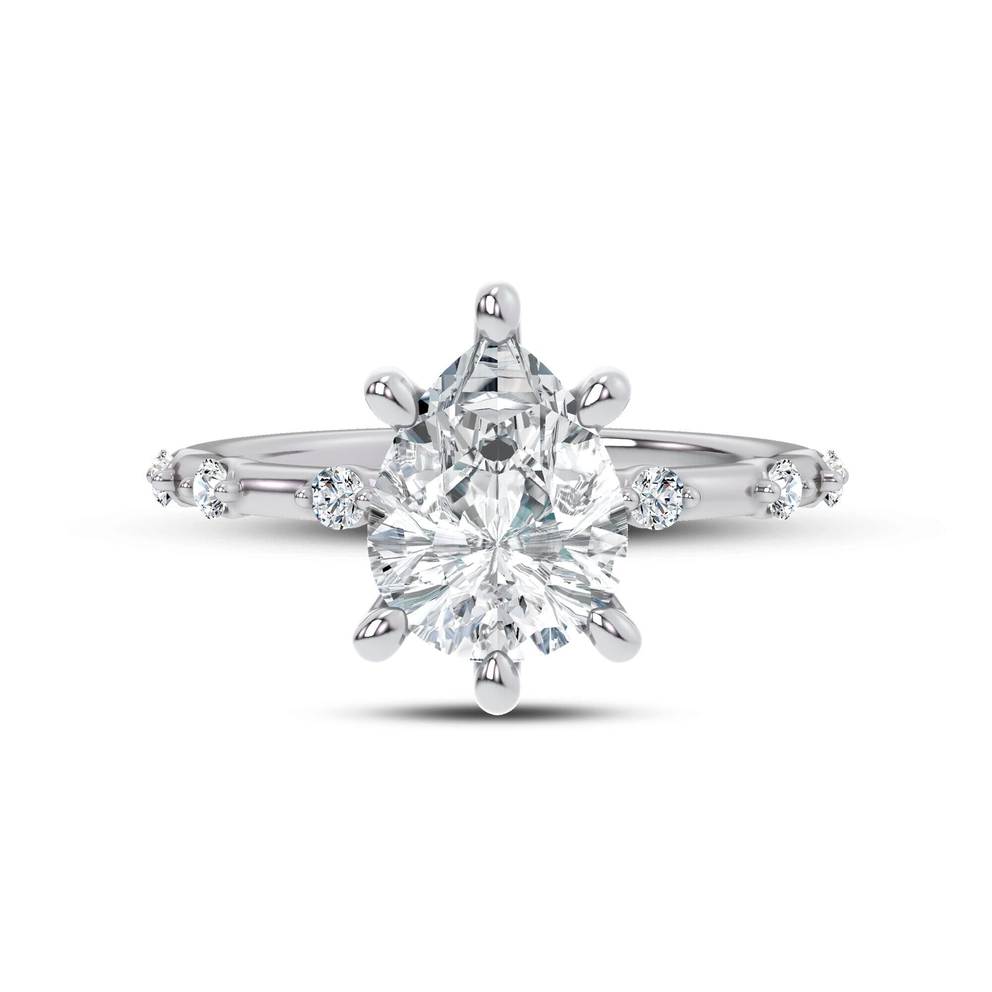 Starlight Spaced Diamond Engagement Pear Ring