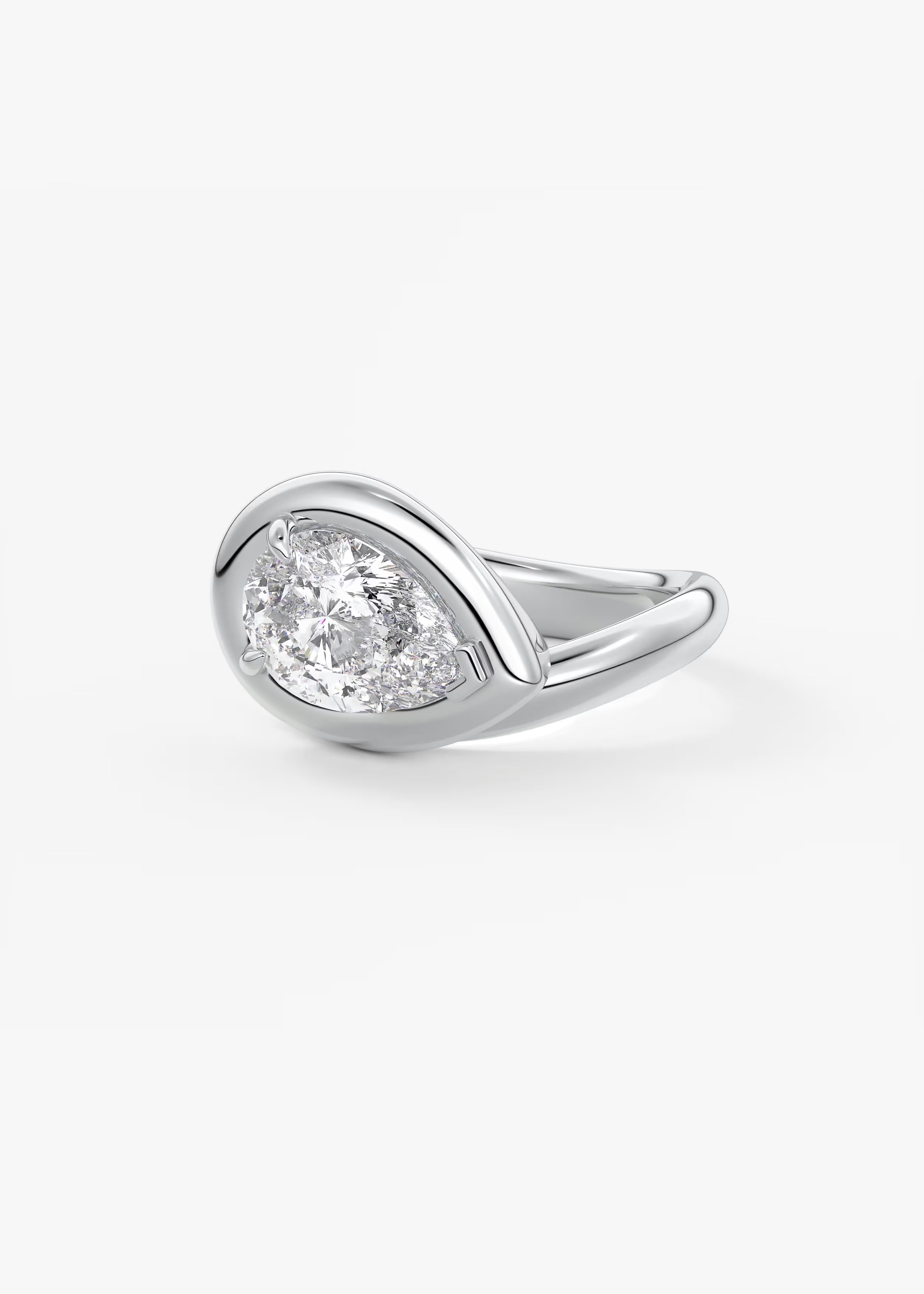 Chunky Pear Cut Collet Engagement Ring