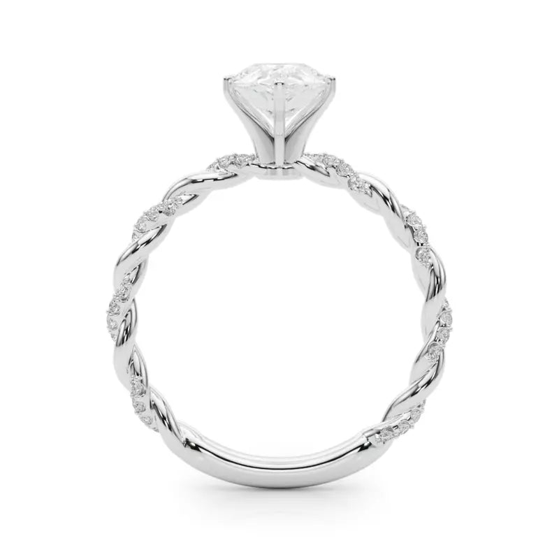 lab Diamond Pear Twist Engagement Ring