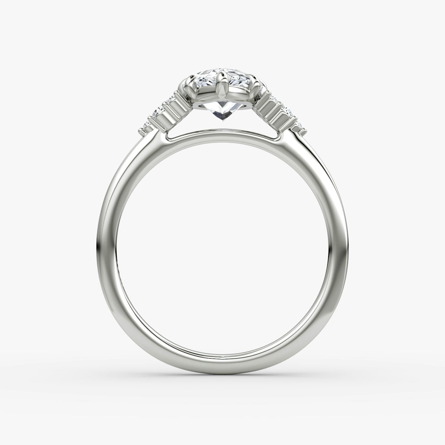 The Side Cluster Cathedral Pear Engagement Ring