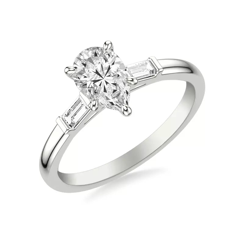 Classic 3-Stone Engagement Pear Ring
