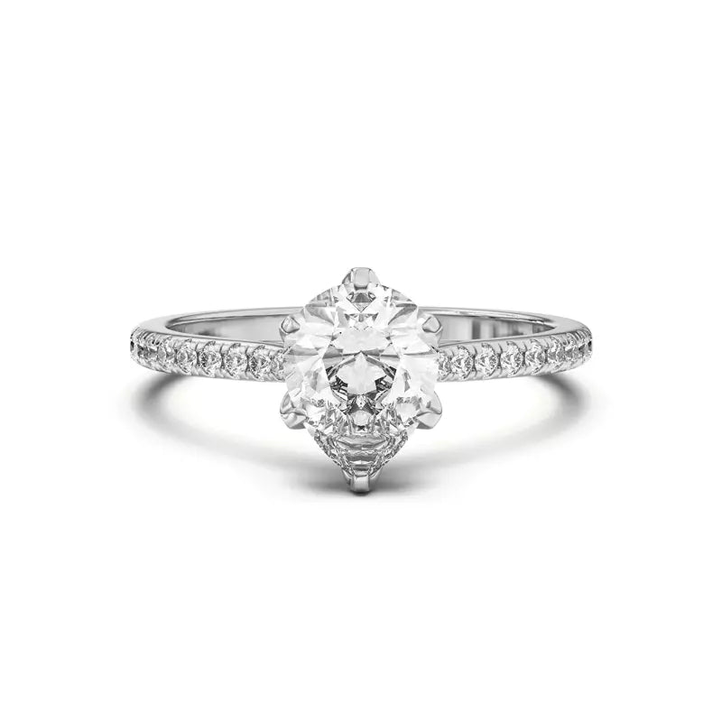 Tulip Inspired 6 Prong Pear Engagement Ring