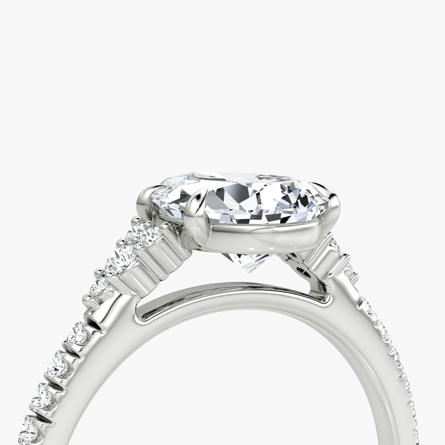 The Side Cluster Cathedral Pear Engagement Ring