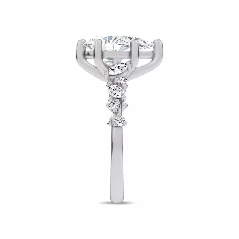 Scattered Diamond Pear Engagement Ring