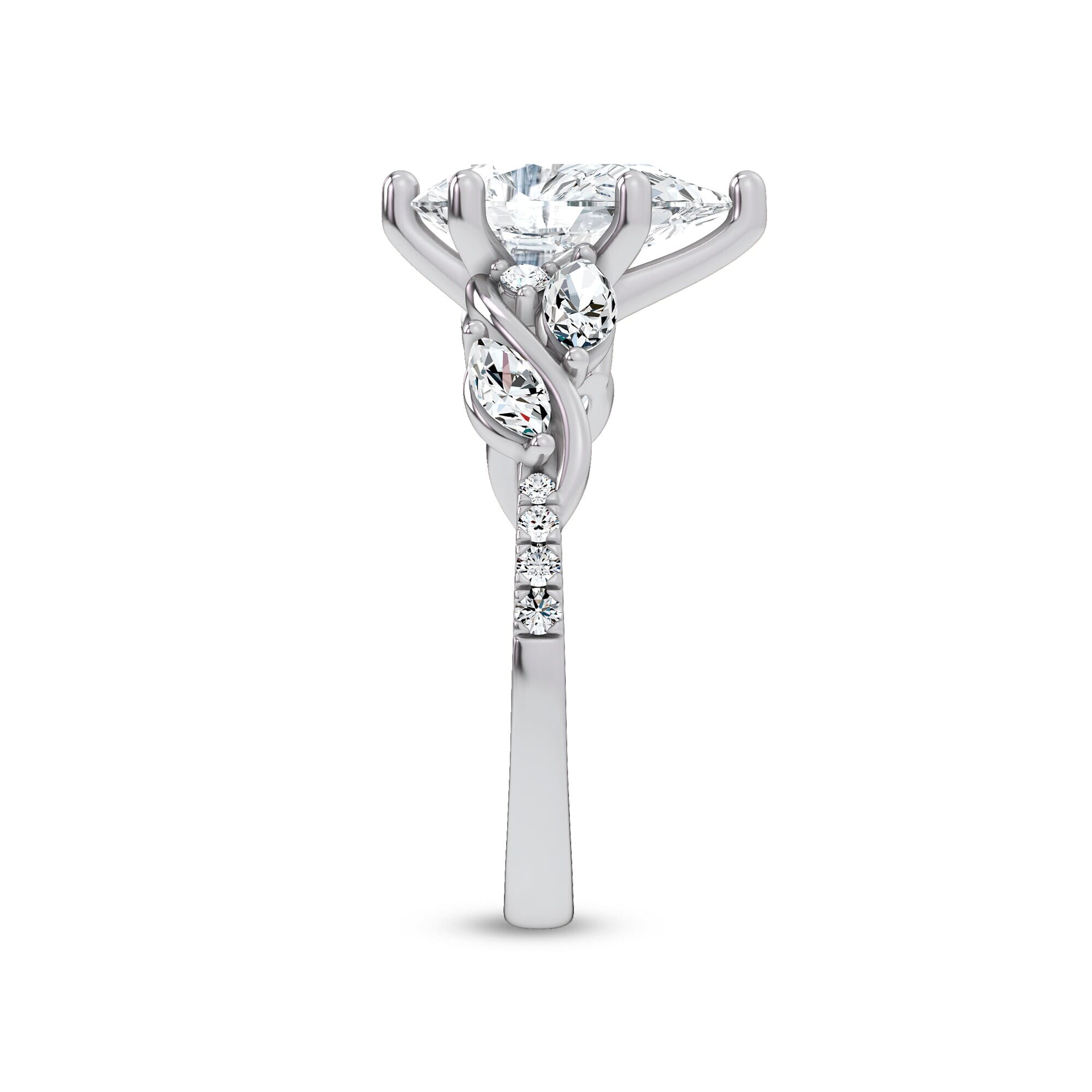 Curved Vine Diamond Pear Engagement Ring
