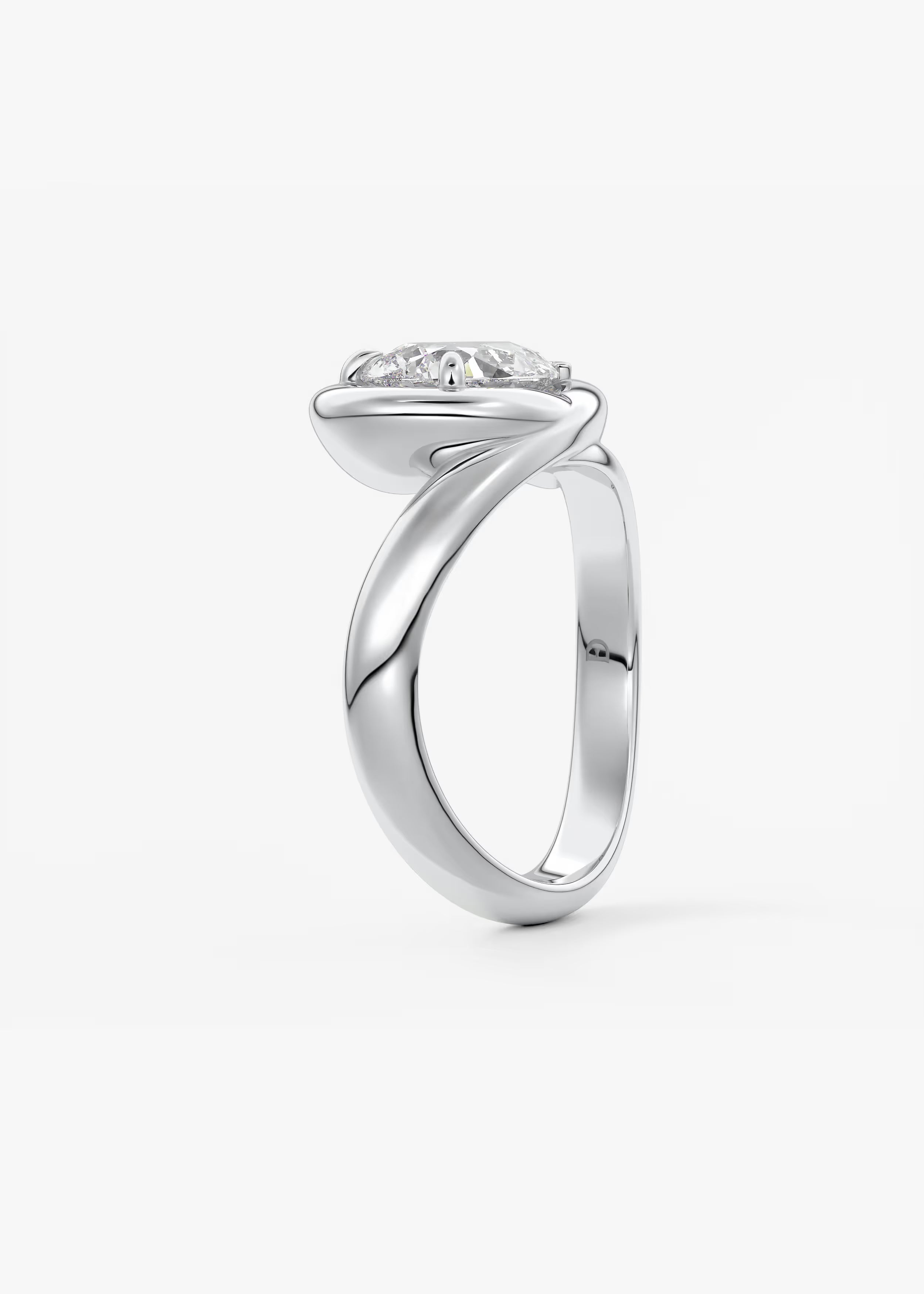 Chunky Pear Cut Collet Engagement Ring