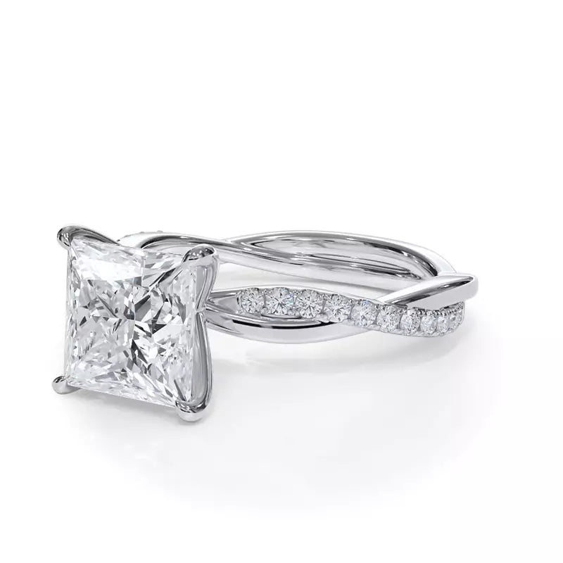 Pavé Twist Princess Engagement Ring