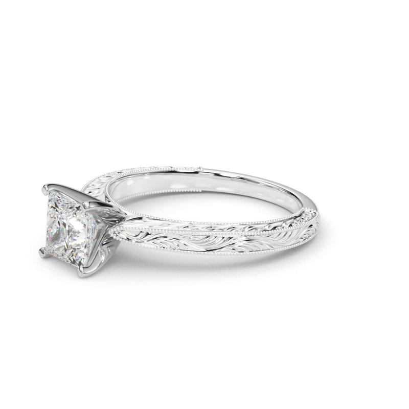 Vintage-Inspired Solitaire Engagement Princess Ring