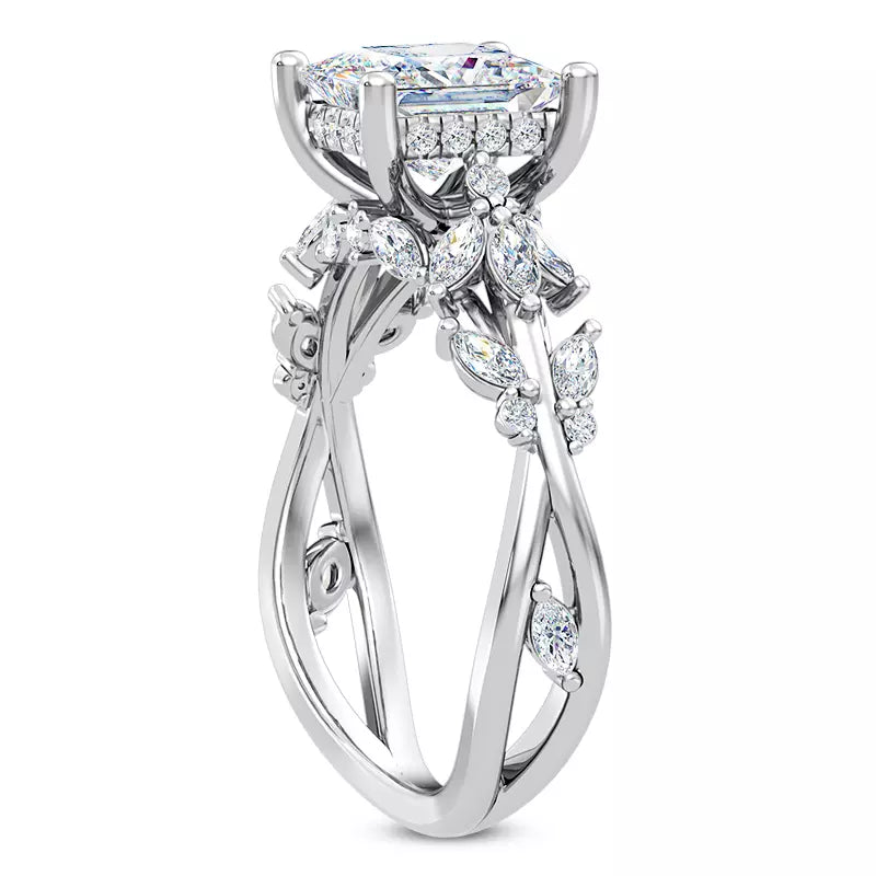 Butterfly And Bee Vine Twist Princess Engagement Ring