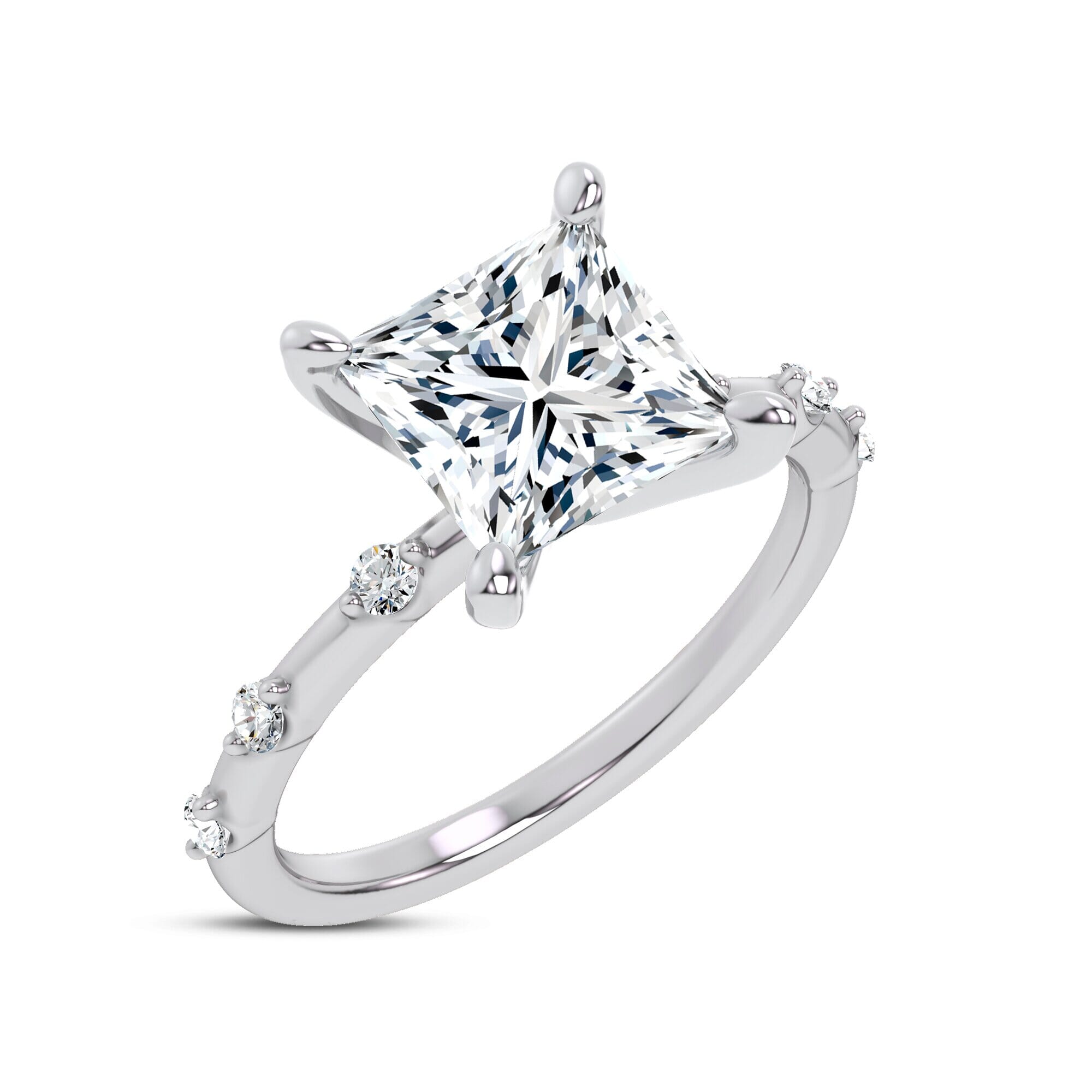Starlight Spaced Diamond Engagement Princess Ring