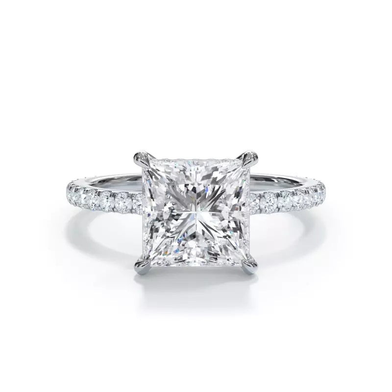 Pavé Hidden Halo Princess Engagement Ring