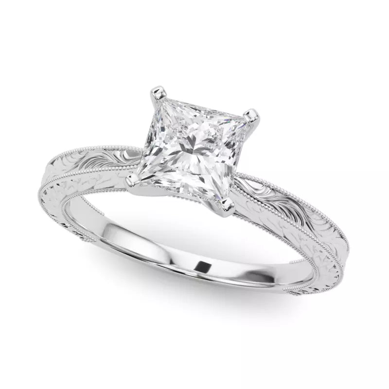 Vintage-Inspired Solitaire Engagement Princess Ring