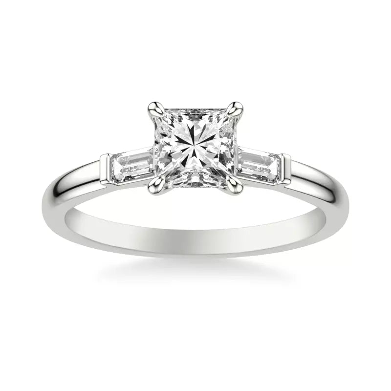 Classic 3-Stone Engagement Princess Ring