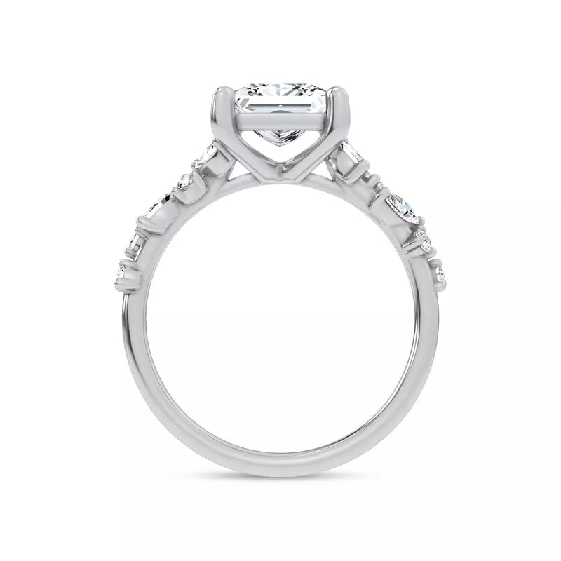 Scattered Diamond Princess Engagement Ring