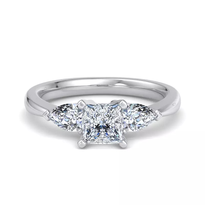Three-Stone Lab Princess Engagement Ring